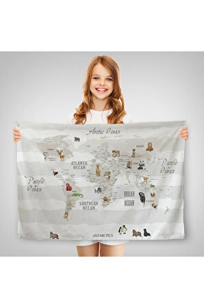 Eğitici Dünya Haritası Dünya Atlası Çocuk Ve Bebek Odası Duvar Örtüsü-halısı 3812