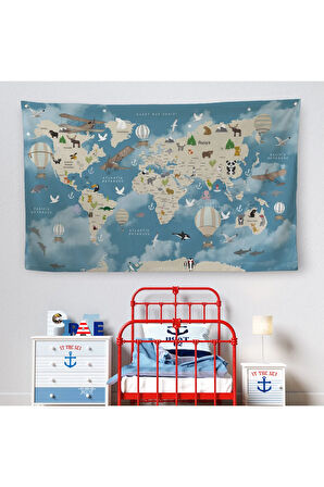 Eğitici Dünya Haritası Dünya Atlası Çocuk Ve Bebek Odası Duvar Örtüsü-halısı 3827