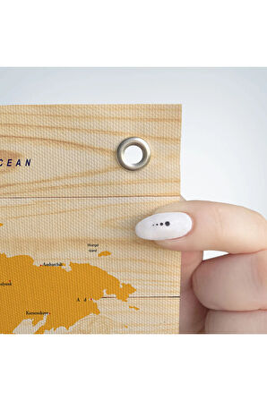 Ahşap Görünümlü Eğitici Detaylı Atlası Dekoratif Dünya Haritası Duvar Örtüsü-halısı 3842