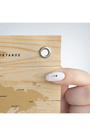 Ahşap Görünümlü Türkçe Eğitici Detaylı Atlası Dekoratif Dünya Haritası Duvar Örtüsü-halısı 3843