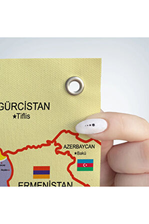 Eğitici Ve Öğretici Detaylı Dekoratif Komşulu Türkiye Haritası Duvar Örtüsü-halısı 3845