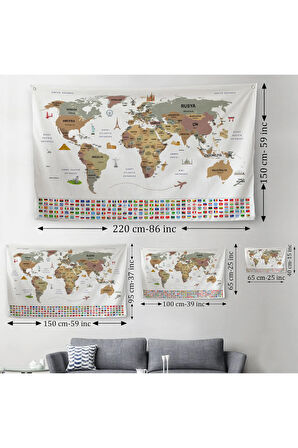 Beyaz Türkçe Ülke Bayraklı Eğitici Başkent Detaylı Atlas 3862