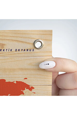 Ahşap Görünümlü Türkçe Eğitici Detaylı Atlası Dekoratif Dünya Haritası Duvar Örtüsü-halısı 3867