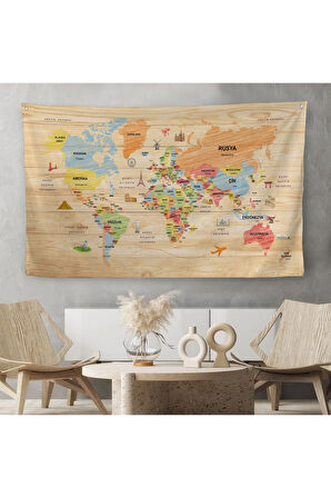 Dekoratif Dünya Haritası Duvar Örtüsü-halısı 3868