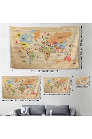 Dekoratif Dünya Haritası Duvar Örtüsü-halısı 3868