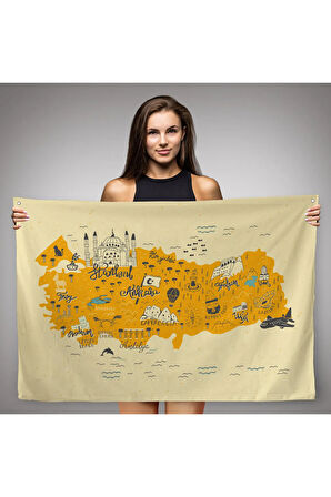 Eğitici Ve Öğretici Dekoratif Çocuk Odası Türkiye Haritası Duvar Örtüsü-halısı 3872