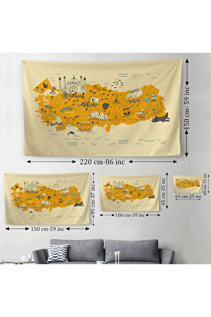 Eğitici Ve Öğretici Dekoratif Çocuk Odası Türkiye Haritası Duvar Örtüsü-halısı 3872