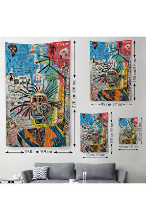 Jean Michel Basquiat Jazz King Duvar Örtüsü- Halısı, Tapestry -4964