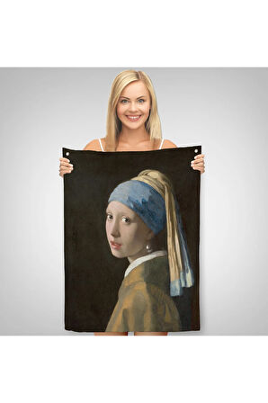 İnci Küpeli Kız Kanvas Duvar Örtüsü-Halısı, Duvar Örtüsü- Halısı, Tapestry -4969