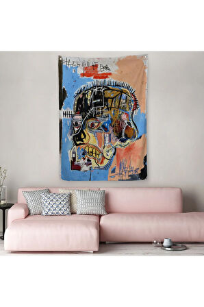 Jean Michel Basquiat,İsimsiz Kafatası 1981 Sergi Duvar Örttüsü - Halısı -4978