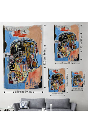 Jean Michel Basquiat,İsimsiz Kafatası 1981 Sergi Duvar Örttüsü - Halısı -4978