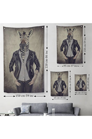 Zebra Kafalı İnsan Duvar Örtüsü - Halısı -4982