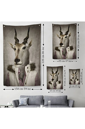 Keçi Kafalı İnsan Duvar Örtüsü - Halısı-4986