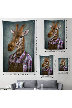 Zurafa Kafalı İnsan Duvar Örtüsü - Halısı-4989