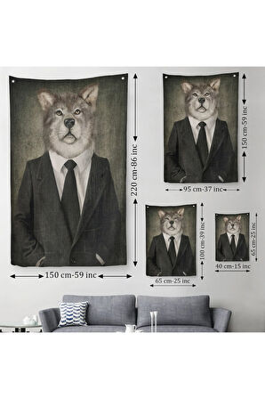 Köpek Kafalı İnsan Duvar Örtüsü - Halısı-4991