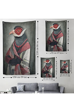 Kuş Kafalı İnsan Duvar Örtüsü - Halısı-4992