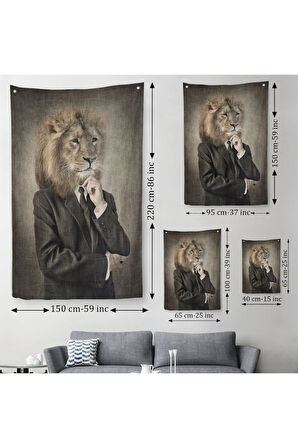 Aslan Kafalı İnsan Duvar Örtüsü - Halısı-4993