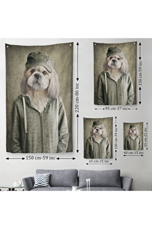 Köpek Kafalı İnsan Duvar Örtüsü - Halısı-4994