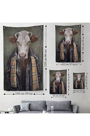 İnek Kafalı Insan Duvar Örtüsü - Halısı-4997