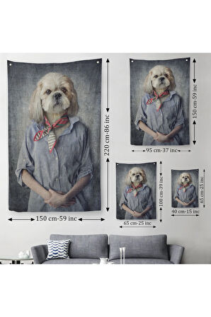 Köpek Kafalı İnsan Duvar Örtüsü - Halısı-4998