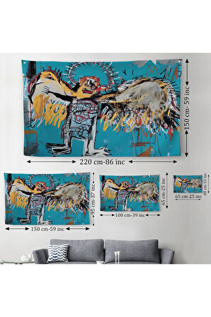 Jean Michel Basquiat'ın Düşmüş Melek Eseri Kanvas Duvar Örtüsü-Halısı-5000