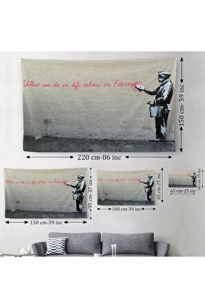 Bansky'nin Hayatta Yaptiklarimiz Ebediyette Yankilanir Yazılı Eseri Duvar Örtüsü-Halısı-5007