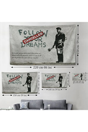Bansky'nin Hayallerini Takip Et - İptal Edildi İsimli Eseri Kanvas Duvar Örtüsü-Halısı-5009