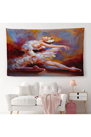 Balerin Kadın Yağlıboya Görünümlü Kanvas Duvar Örtüsü-Halısı, Sanat Evi Dedoru-5026