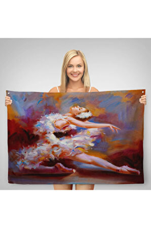 Balerin Kadın Yağlıboya Görünümlü Kanvas Duvar Örtüsü-Halısı, Sanat Evi Dedoru-5026