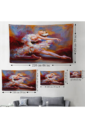 Balerin Kadın Yağlıboya Görünümlü Kanvas Duvar Örtüsü-Halısı, Sanat Evi Dedoru-5026