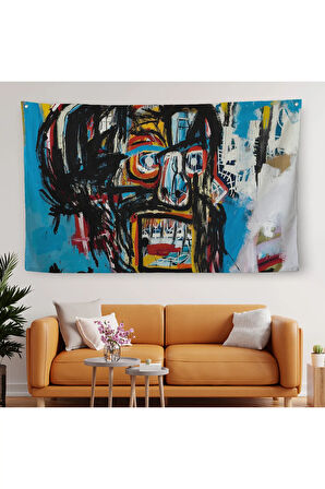 Jean Michel Basquiat'in Untitled Kafatası Kanvas Duvar Örtüsü-Halısı-5031