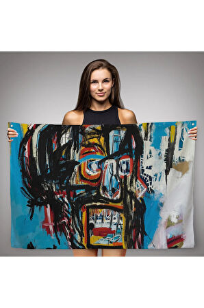 Jean Michel Basquiat'in Untitled Kafatası Kanvas Duvar Örtüsü-Halısı-5031