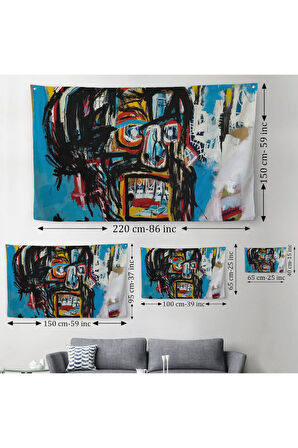 Jean Michel Basquiat'in Untitled Kafatası Kanvas Duvar Örtüsü-Halısı-5031