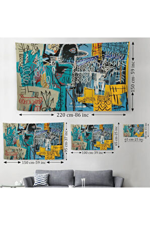 Jean Michel Basquiat Mavi Kuş Kanvas Duvar Örtüsü-Halısı-5060