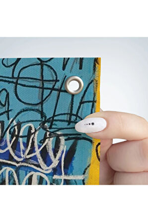 Jean Michel Basquiat Mavi Kuş Kanvas Duvar Örtüsü-Halısı-5060