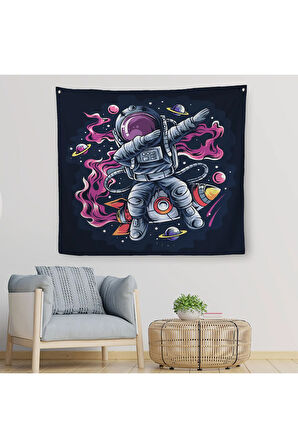 Dans Eden Astronot Kanvas Duvar Örtüsü-Halısı-5069