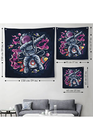 Dans Eden Astronot Kanvas Duvar Örtüsü-Halısı-5069