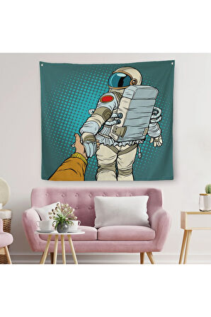 Uzaya Giden Astronot Kanvas Duvar Örtüsü-Halısı-5073