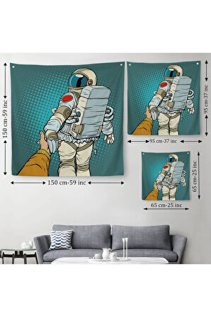 Uzaya Giden Astronot Kanvas Duvar Örtüsü-Halısı-5073