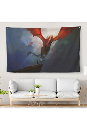 Ejderhanın Kaşındaki Savaşçı Kanvas Duvar Örtüsü-Halısı-5083