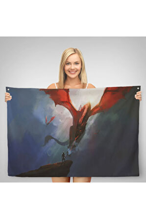 Ejderhanın Kaşındaki Savaşçı Kanvas Duvar Örtüsü-Halısı-5083