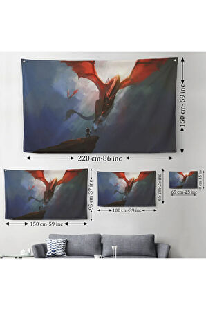 Ejderhanın Kaşındaki Savaşçı Kanvas Duvar Örtüsü-Halısı-5083