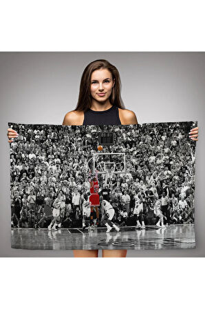 Michael Jordan Maç Sonu Şutu Kanvas Duvar Örtüsü-Halısı, Chicago Bulls Nba-5088