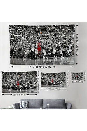 Michael Jordan Maç Sonu Şutu Kanvas Duvar Örtüsü-Halısı, Chicago Bulls Nba-5088