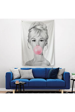 Brigitte Bardot Kabarcık Sakızlı Dekoratif Duvar Örtüsü - Halısı-5108-1