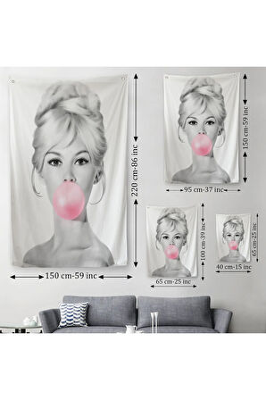 Brigitte Bardot Kabarcık Sakızlı Dekoratif Duvar Örtüsü - Halısı-5108-1