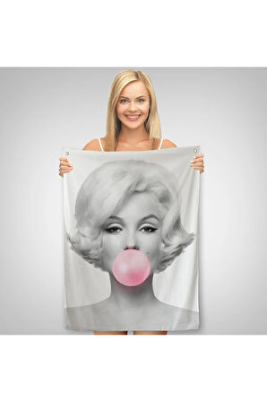 Marilyn Monroe Pembe Kabarcık Sakızlı Dekoratif Duvar Örtüsü - Halısı-5108-3