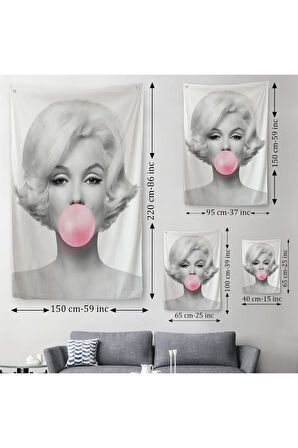 Marilyn Monroe Pembe Kabarcık Sakızlı Dekoratif Duvar Örtüsü - Halısı-5108-3