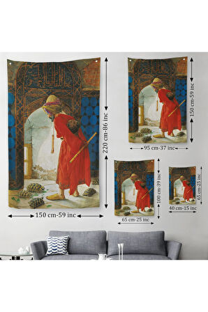 Osman Hamdi Bey'in Kaplunbağa Terbiyecisi İsimli Eseri Duvar Örtüsü - Halısı-5129