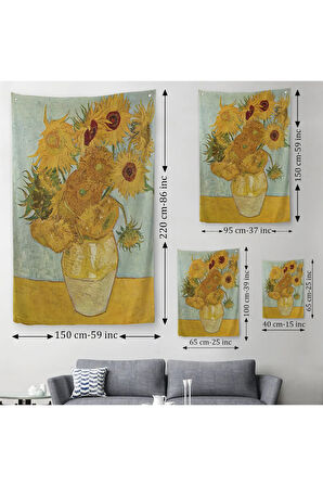 Vincent Van Gogh Ayçiçekleri İsimli Eseri Duvar Örtüsü - Halısı-5133